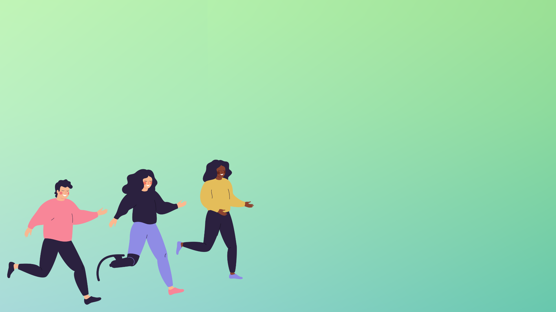 Three people running